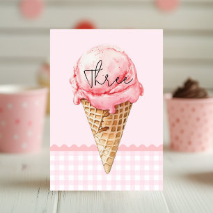 Tischnummer für Eiscreme   Rosa Farbe