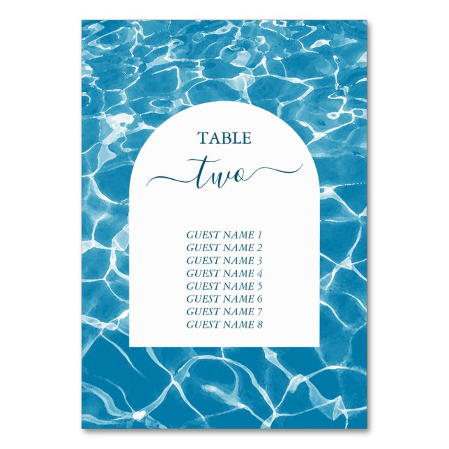 Tischnummer für Hochzeiten am Blue Ocean Beach (Vorderseite)