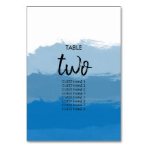 Tischnummer für Hochzeiten am Strand Blue Watercol