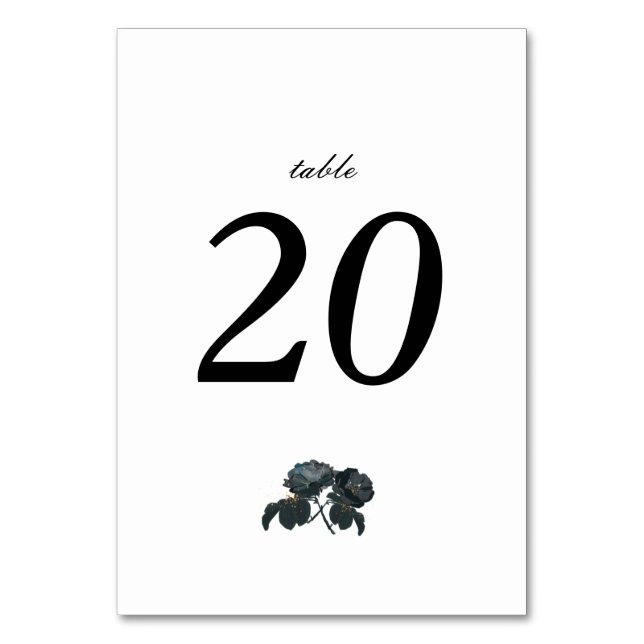 Tischnummer für Hochzeiten in Schwarz und Weiß (Vorderseite)