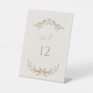 Tischnummer für Hochzeiten mit Gold & Creme Sockelschild