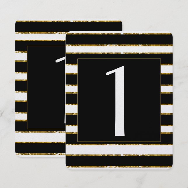 Tischnummer für Hochzeiten von Schwarz-weißen Glit (Vorne/Hinten)