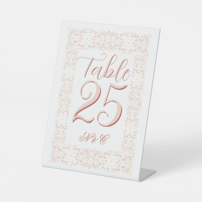 Tischnummer für Hochzeitsfeiern Sockelschild (Vorderseite)