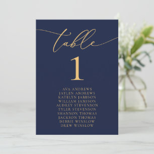 Tischnummer für Hochzeitssitze in Navy Blue & Gold