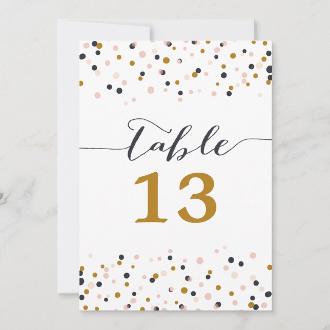 Tischnummer für rosa und goldene Punkte (Vorderseite)