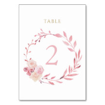 Tischnummer für staubrosa Blumenkranz