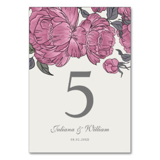 Tischnummer für Vintage Peonies