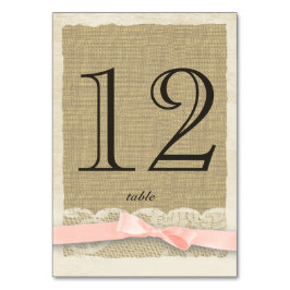 Tischnummer für Vintage Spitzen und Blush Bow