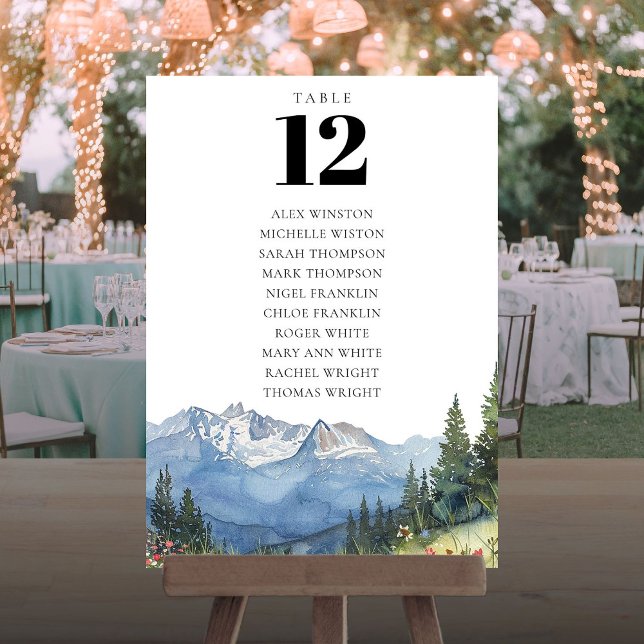 Tischnummer für Wasserfarben (Watercolor Mountain Table Number Seating Chart)