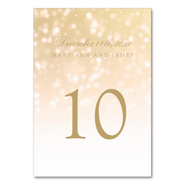 Tischnummer Gold Bokeh Sparkights (Vorderseite)
