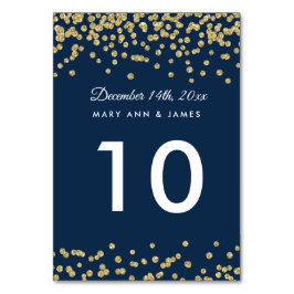 Tischnummer Gold Imitats Glitzer Confetti Navy Blu