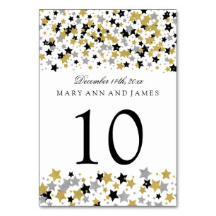 Tischnummer Gold & Silver Glitzer Stars Confetti