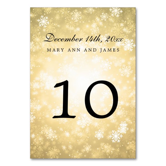 Tischnummer Gold Winter Wonderland Sparkone (Vorderseite)