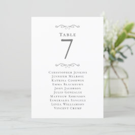 Tischnummer Gray Card für die Hochzeitgastsitzlist