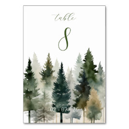 Tischnummer | Hochzeit | Aquarell Waldkiefern