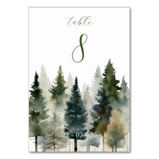 Tischnummer | Hochzeit | Aquarell Waldkiefern