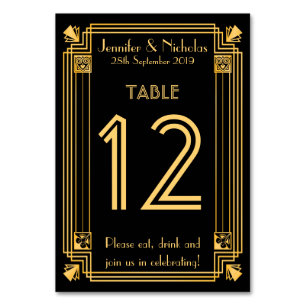 Tischnummer Hochzeit im Stil des Great Gatsby 1920