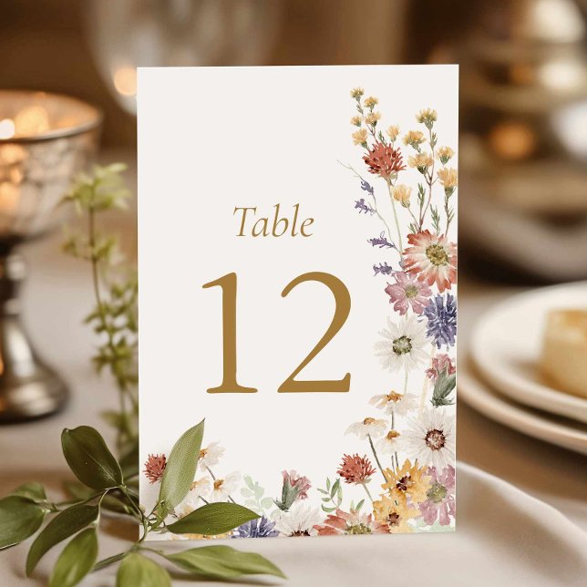 Tischnummer Hochzeitsdusche Wildblume (Wildflower Bridal Shower Table Number)