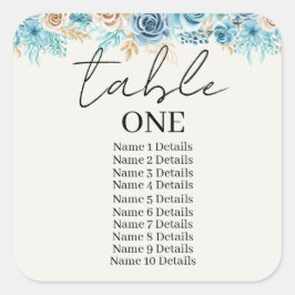 Tischnummer Hochzeitsskartentabelle Hinzufügen von Quadratischer Aufkleber