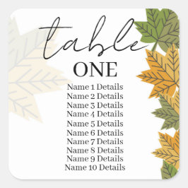 Tischnummer Hochzeitsskartentabelle Hinzufügen von Quadratischer Aufkleber