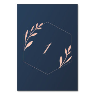 Tischnummer in Navyblau und Rosé