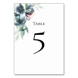 Tischnummer-Karte für Aquarellfarben-Blume Tischnummer