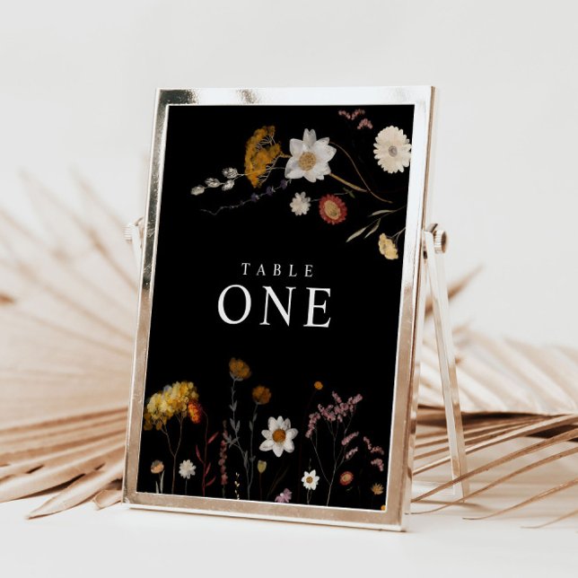 Tischnummer-Karten der schwarzen Wildblume Einladung (Von Creator hochgeladen)