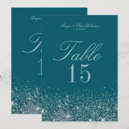 Tischnummer-Karten für aquamarine Glitzer und Minz Einladung