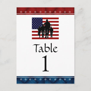 Tischnummer-Karten für das patriotische militärisc Postkarte