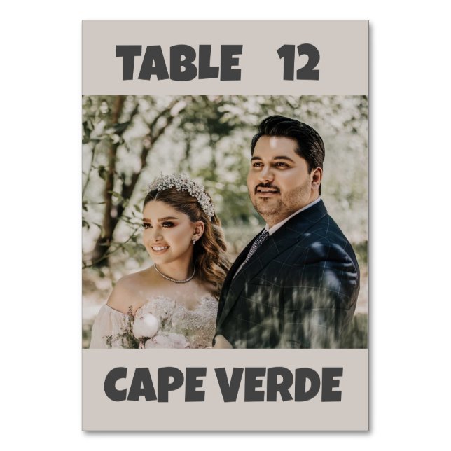 Tischnummer-Karten für Hochzeiten von Foto Tischnummer (Vorderseite)