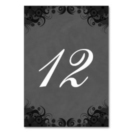 Tischnummer-Karten mit Blumengrau und schwarzem Em Tischnummer