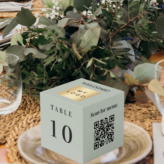Tischnummer-Logo QR-Code-Menü Olivgrün Würfel (Von Creator hochgeladen)