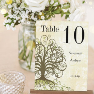 Tischnummer Moss Green & Brown Tree Swirl