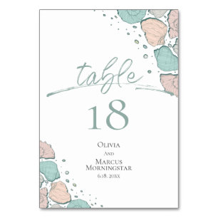Tischnummer   Muscheln Aquamarin und Korallenriff