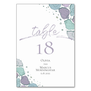 Tischnummer Muscheln Lilac und Dusty Blue