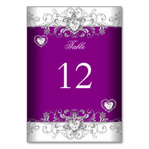 Tischnummer Pflaume Rosa Hochzeit Silber Diamant