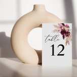 Tischnummer Pink & Burgund Boho<br><div class="desc">Dress up your wedding oder Party Tische mit Ihrer Pink & Burgund Floral Boho Tischnummer Card.</div>