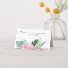 Tischnummer Pink Flamingo Tropische Blume Platzkarte