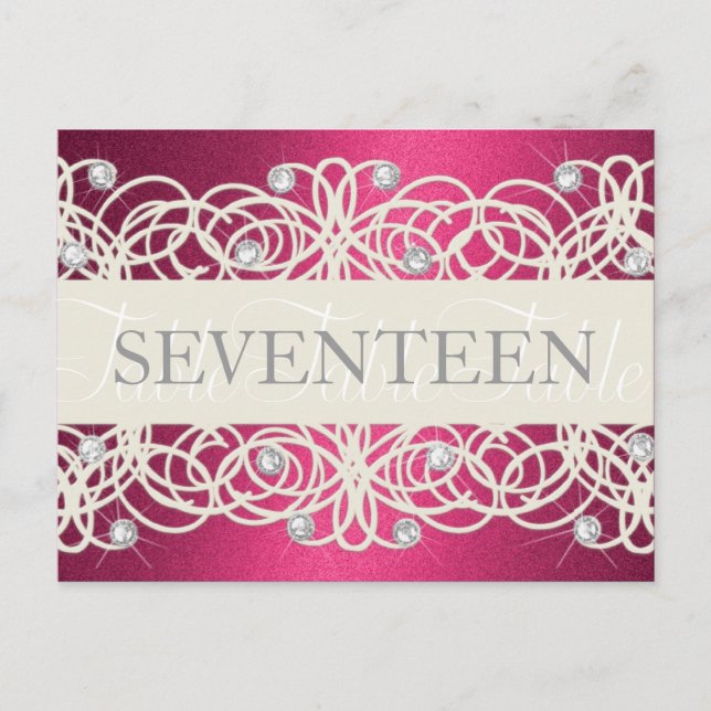 Tischnummer Pink Shimmer und Kristalle (Vorderseite)