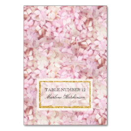 Tischnummer Platzkarte Pink Hydrangeas Gold Imitat