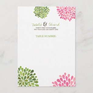 Tischnummer-Platzkarte-u. Hochzeits-Menü-Blüte Menükarte