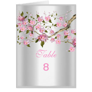 Tischnummer-Platzkarten Asiatisch Rosa Floral Noti