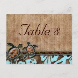 Tischnummer Postcard Beach Wedtle Blue