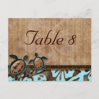 Tischnummer Postcard Beach Wedtle Blue