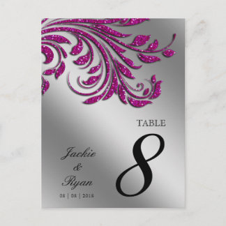 Tischnummer Postcard Hot Pink Sparkasse Leaf