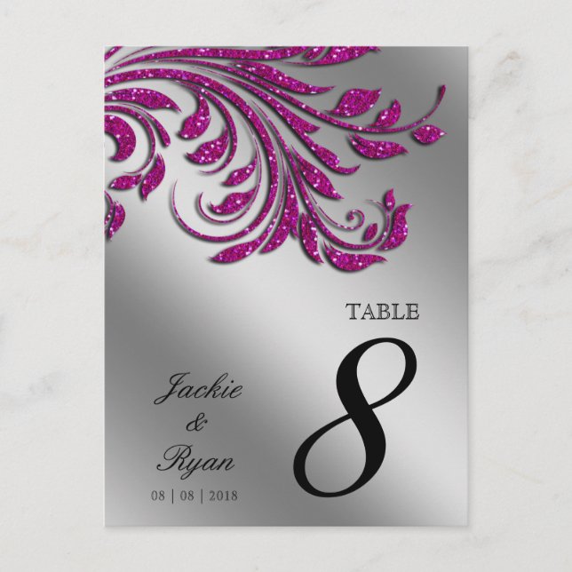 Tischnummer Postcard Hot Pink Sparkasse Leaf (Vorderseite)