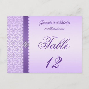 Tischnummer Postcard Lilac Damask & Ribbon