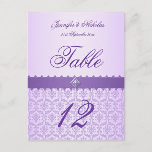 Tischnummer Postcard Lilac Damask & Ribbon