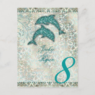 Tischnummer Postkarte Strand Hochzeit Delfin