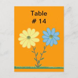 Tischnummer Postkarten für Gelb und Blau-Daisy-Blu